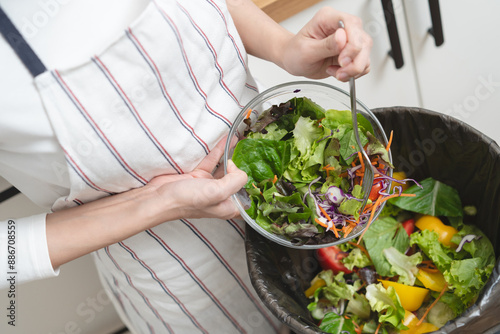 Food waste environment concept, people throwing food garbage into bin prepare to decompose.