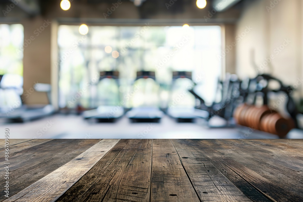 Gym interior with wooden flooring and large windows. Treadmills face different directions. Weight rack and bench in open space. Perfect for fitness and wellness concept. Gym interior with wooden flooring and large windows. Treadmills face different directions. Weight rack and bench in open space. Perfect for fitness and wellness concept.