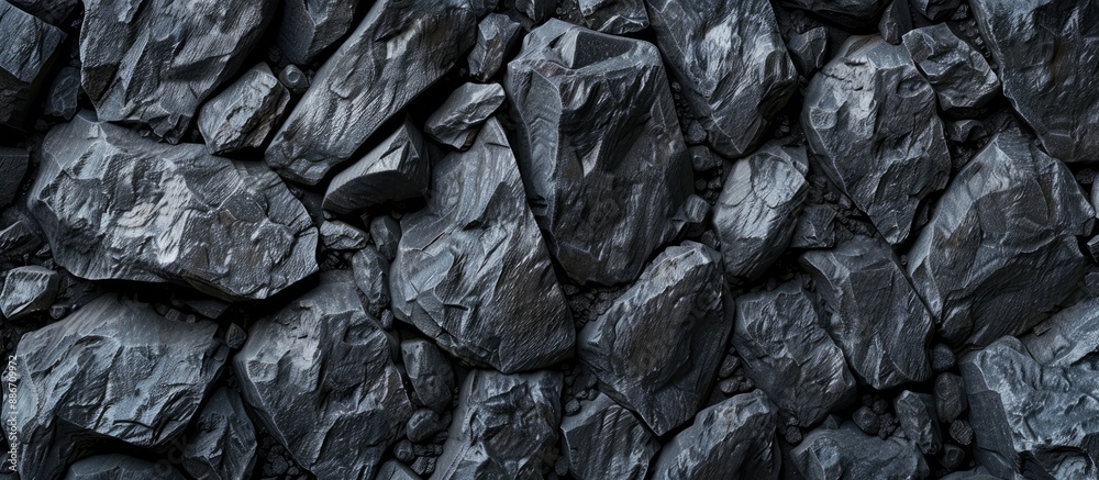Stone background with black texture resembling mountain rocks creating an abstract copy space image for designers resembling asphalt or coal with dark hues Stone background with black texture resembling mountain rocks creating an abstract copy space image for designers resembling asphalt or coal with dark hues