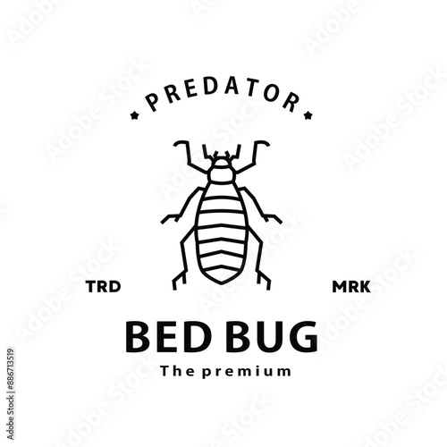 vintage retro hipster bed bug logo outline monoline art icon	