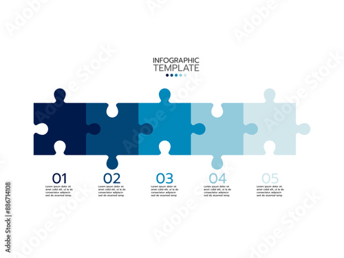 Infographic template. concept jigsaw timeline template for infographic for presentation for 5 element.