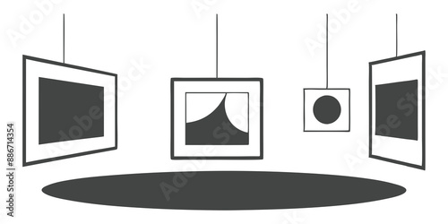 Art galleries with abstract artworks on display