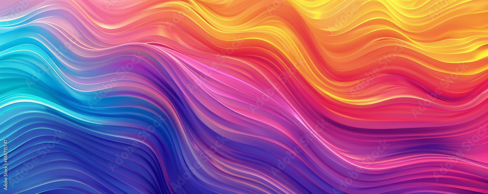 Obraz premium A dynamic rainbow gradient wave background with bold, undulating lines and a seamless transition