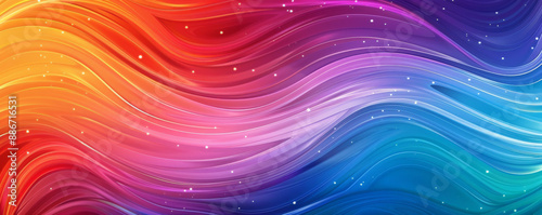 A vibrant rainbow gradient color wave background with smooth, flowing lines transitioning seamlessly through all the colors of the spectrum, creating a dynamic and energetic visual effect.
