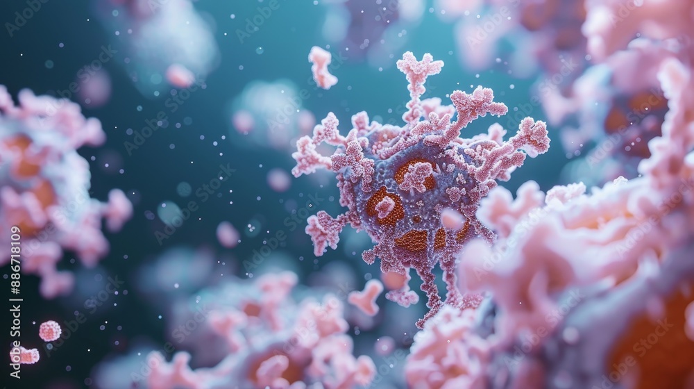 Fototapeta premium Precision in Action Monoclonal Antibody Targeting Pathogen Antigen 3D Visualization