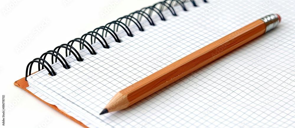 Education themed school notebook showcased on a blank white background ideal for copy space image Education themed school notebook showcased on a blank white background ideal for copy space image