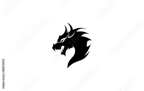 Vector illustration of dragon head in profile for logo