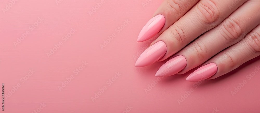 Pink background with press on nails ideal for a copy space image Pink background with press on nails ideal for a copy space image