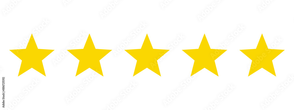 Five stars icon. 5 stars rating product review. Service rate or quality feedback sign. Flat icons for applications and websites. Vector illustration. Five stars icon. 5 stars rating product review. Service rate or quality feedback sign. Flat icons for applications and websites. Vector illustration.