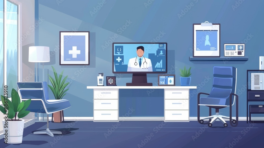 CuttingEdge Telemedicine Technology Virtual Health Consultation Room with Interactive Patient Education on Large Screen CuttingEdge Telemedicine Technology Virtual Health Consultation Room with Interactive Patient Education on Large Screen