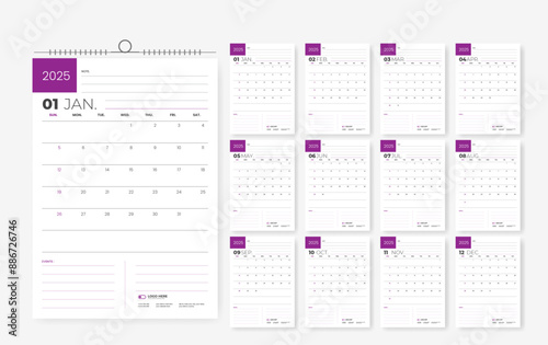 2025 minimal calendar design template