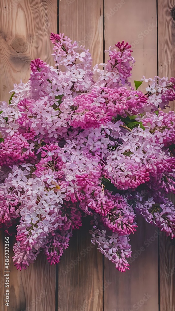 Bouquet of lilacs on wooden background