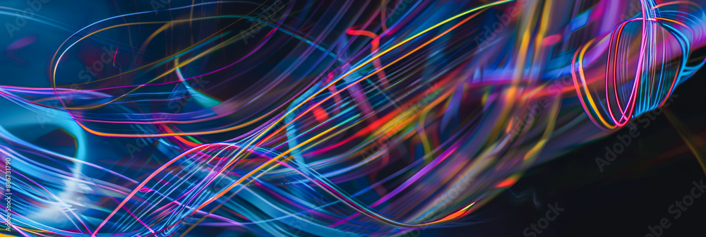 Abstract Vibrant Light Streaks, Colorful Neon Lines Background, Digital Art Abstract Vibrant Light Streaks, Colorful Neon Lines Background, Digital Art