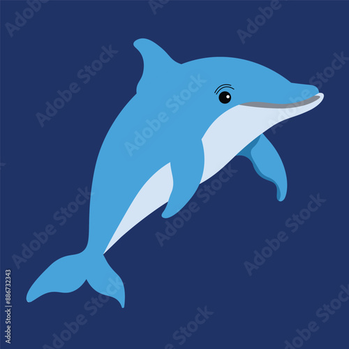 Adorable blue dolphin cartoon isolated