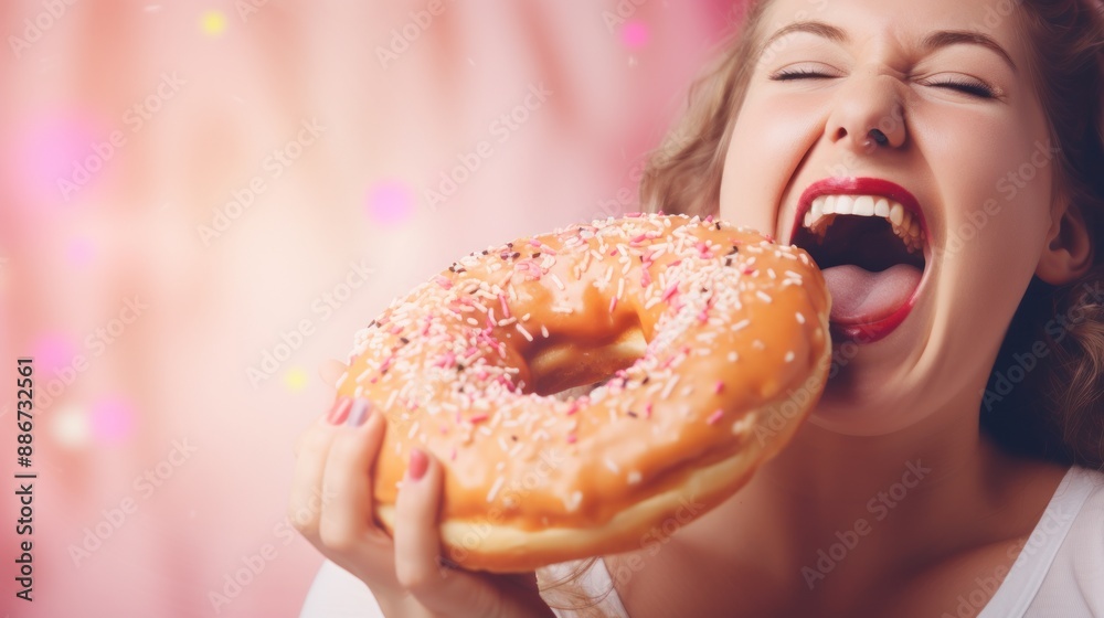 fat women enjoy eating donut, dessert, donut, holding, sweet, fun, women, beauty, cute, young, joyful, hungry, positive, pastry, over weight fat women enjoy eating donut, dessert, donut, holding, sweet, fun, women, beauty, cute, young, joyful, hungry, positive, pastry, over weight