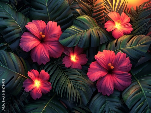 Tropical Flowers in a Jungle © Gayan