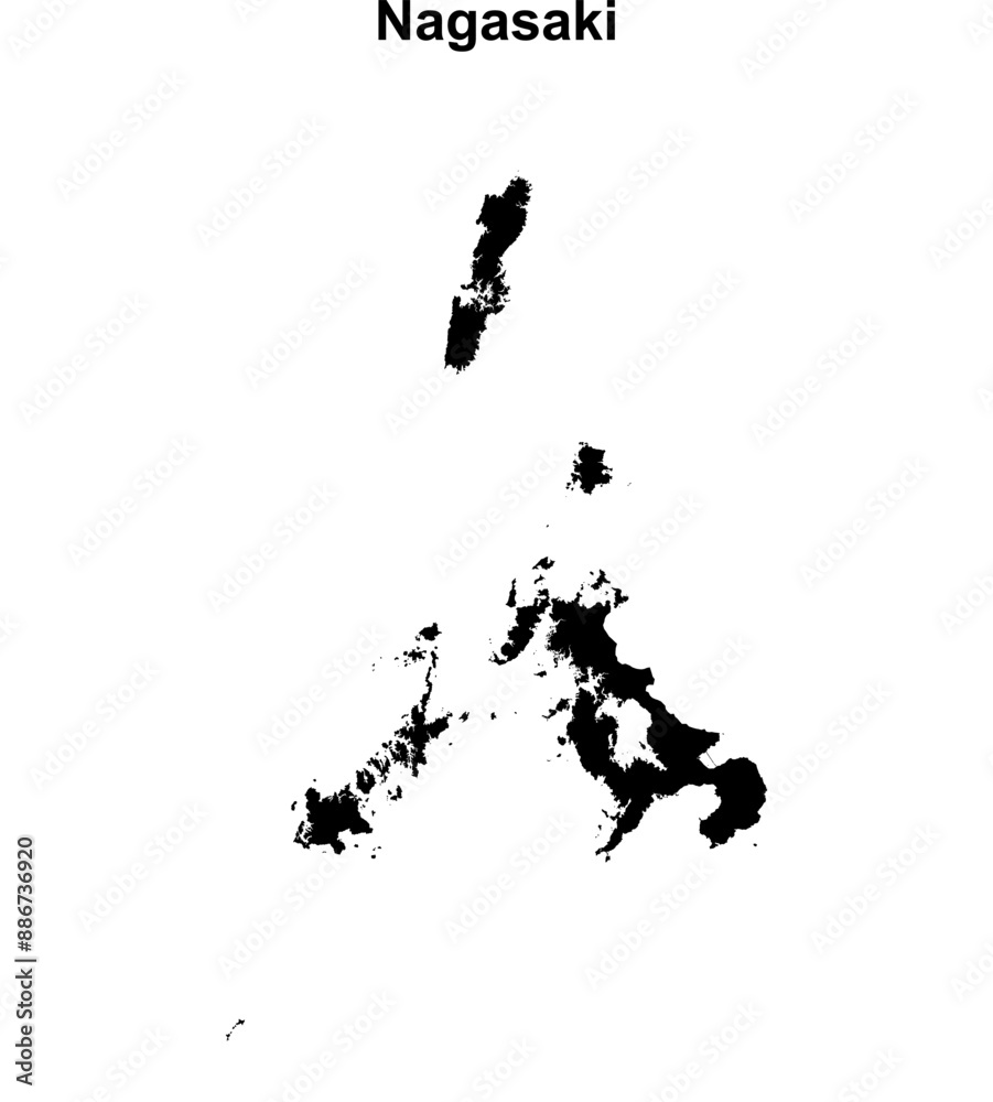 Fototapeta premium Nagasaki prefecture blank outline map