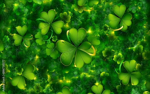 Shamrock on green background, st patrick