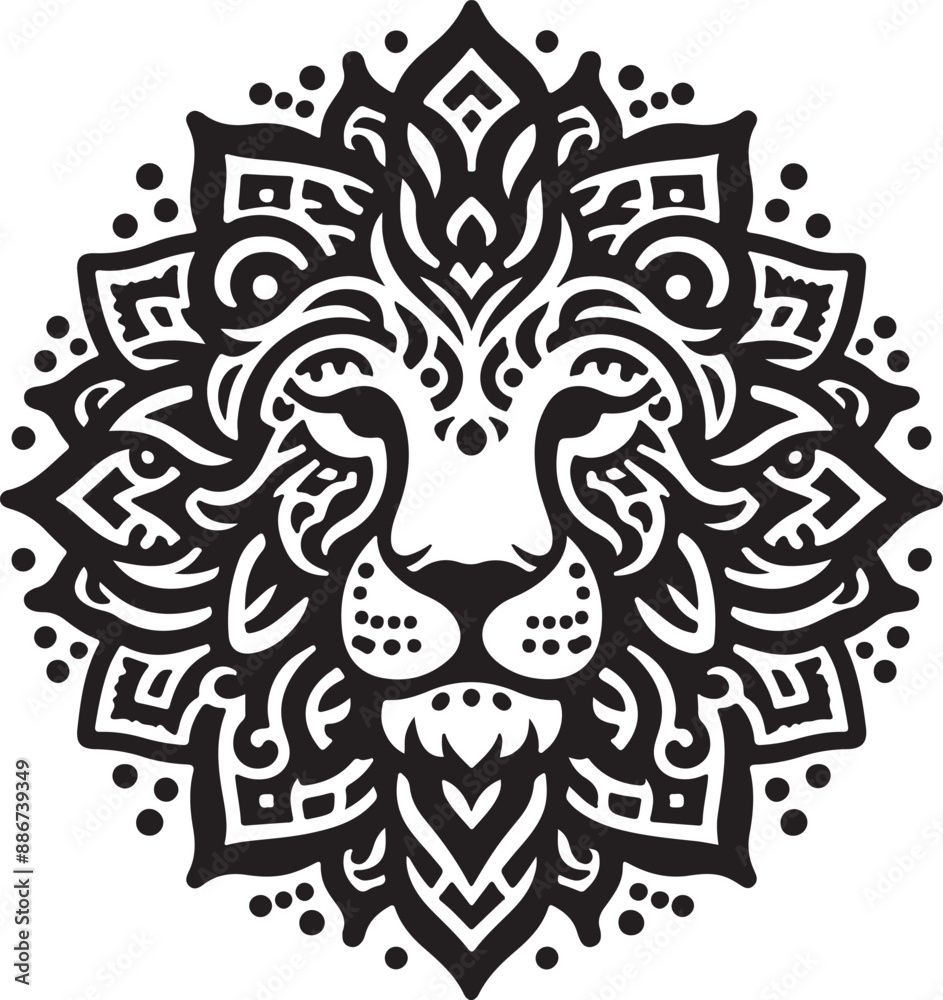 simple mandala lion face silhouette vector design simple mandala lion face silhouette vector design