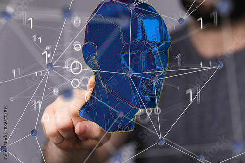 Human head and brain.Deep l...