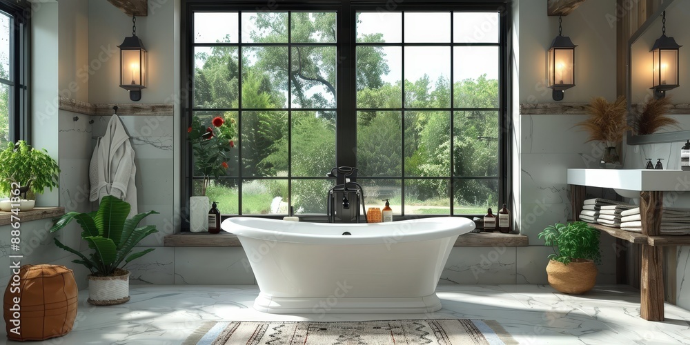 Fototapeta premium Modern Bathroom with a View