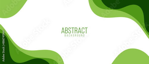Abstract background with dynamic green waves and central white copy space. Modern design concept.