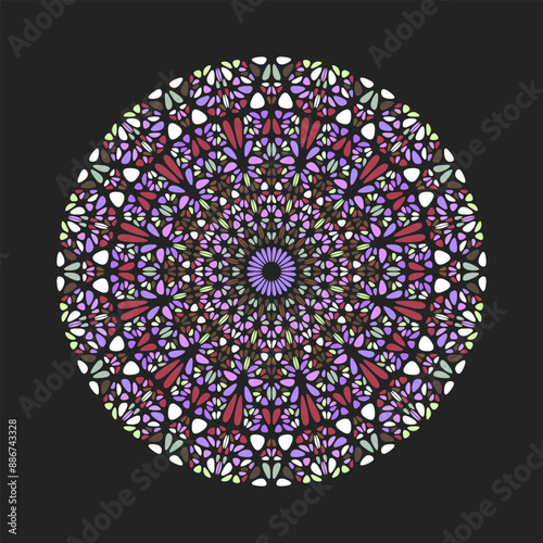 Geometrical round colorful gravel ornament mandala art - ornate abstract ornamental vector design element