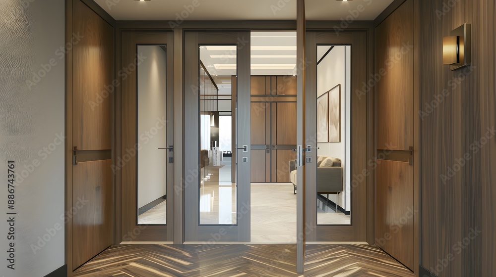 Fototapeta premium Room design interior with closed door.