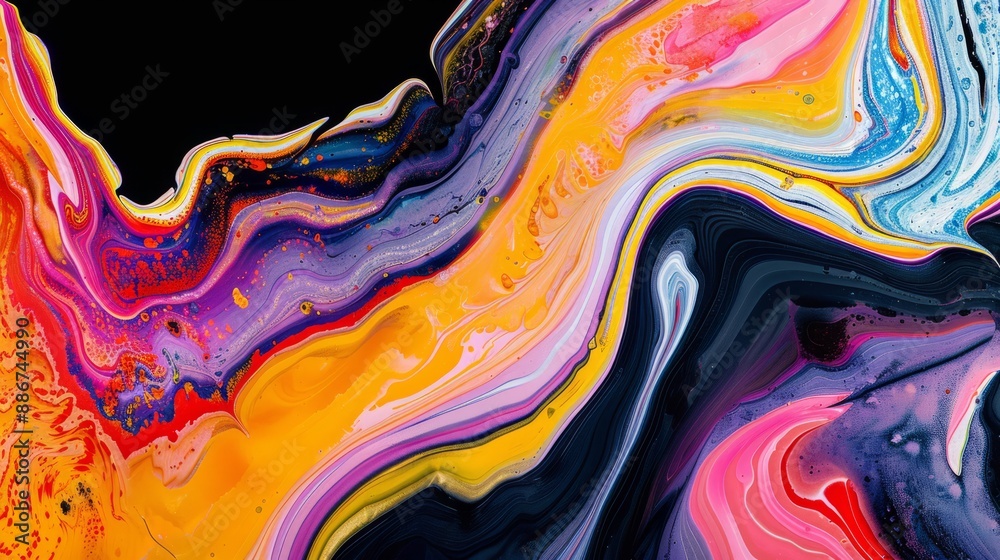 Fototapeta premium Abstract background of watercolor paints in black colors, close-up, an ultrafine detailed painting, plastic