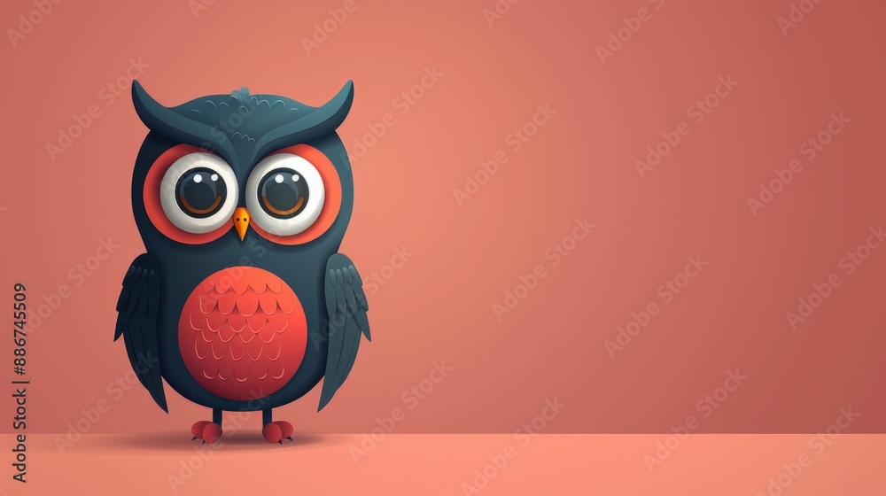 Owl with big eyes. Illustration of a cartoon cute owl. Owl with big eyes. Illustration of a cartoon cute owl.