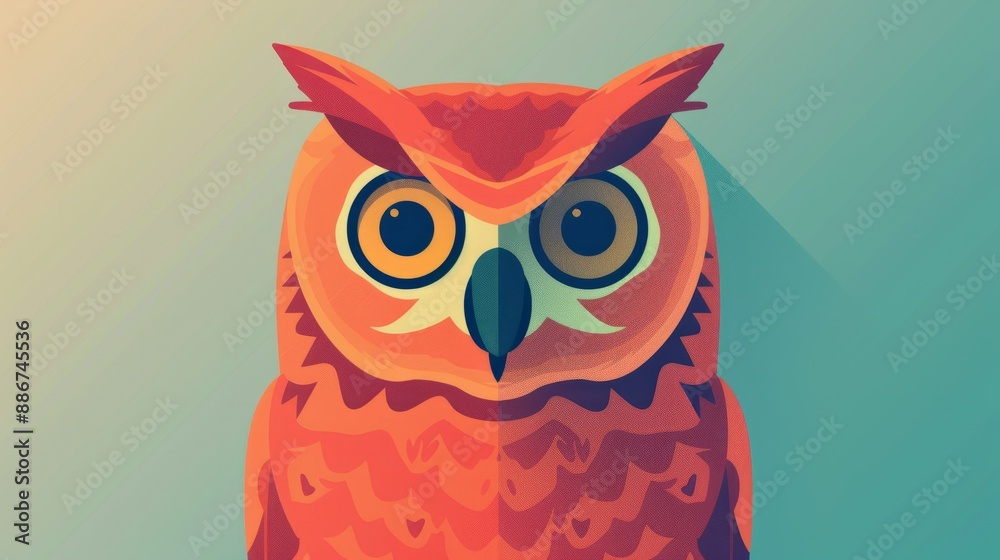 Fototapeta premium Owl with big eyes. Illustration of a cartoon cute owl.