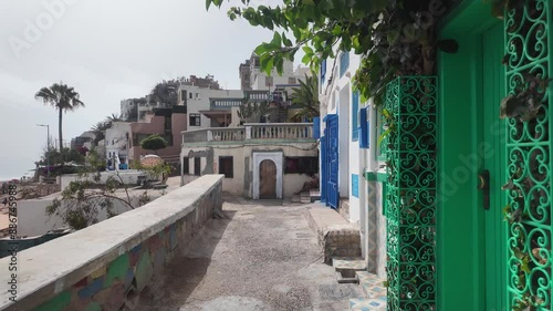 Street view of the Taghazout village in Morocco. photo