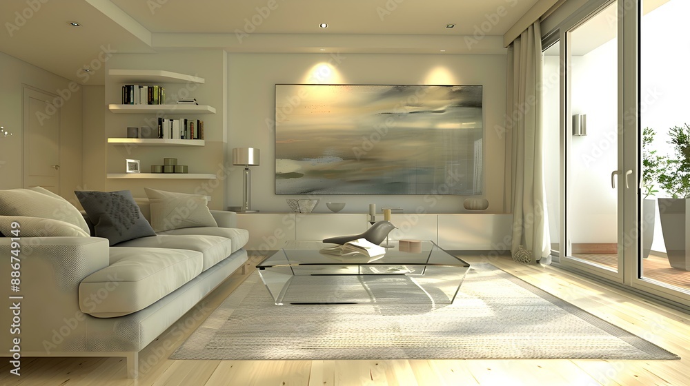 Living room in a modern style with minimalist picture Living room in a modern style with minimalist picture