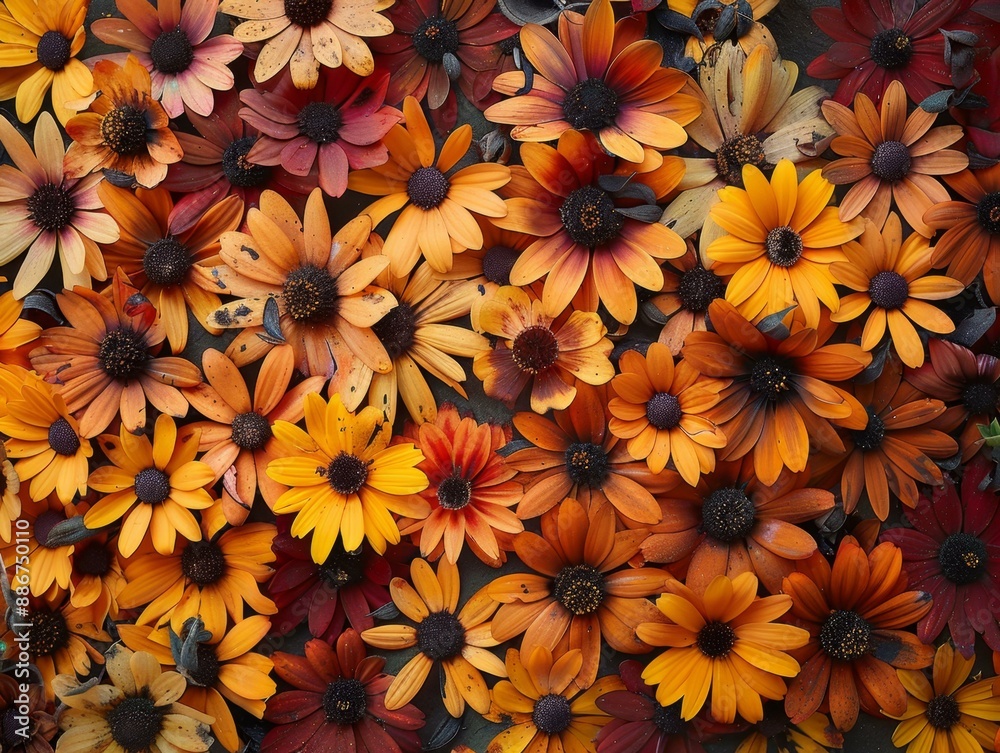 A Field of Yellow and Orange Daisies