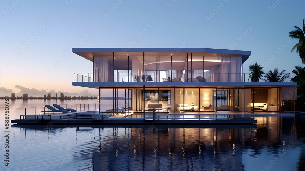 The house is two-story on the water picture The house is two-story on the water picture