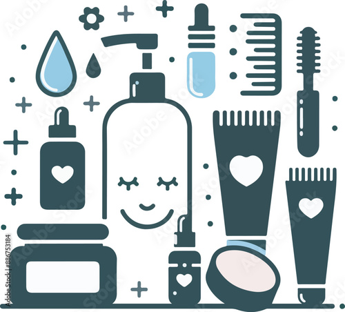 Skincare icons vector set illustrations 