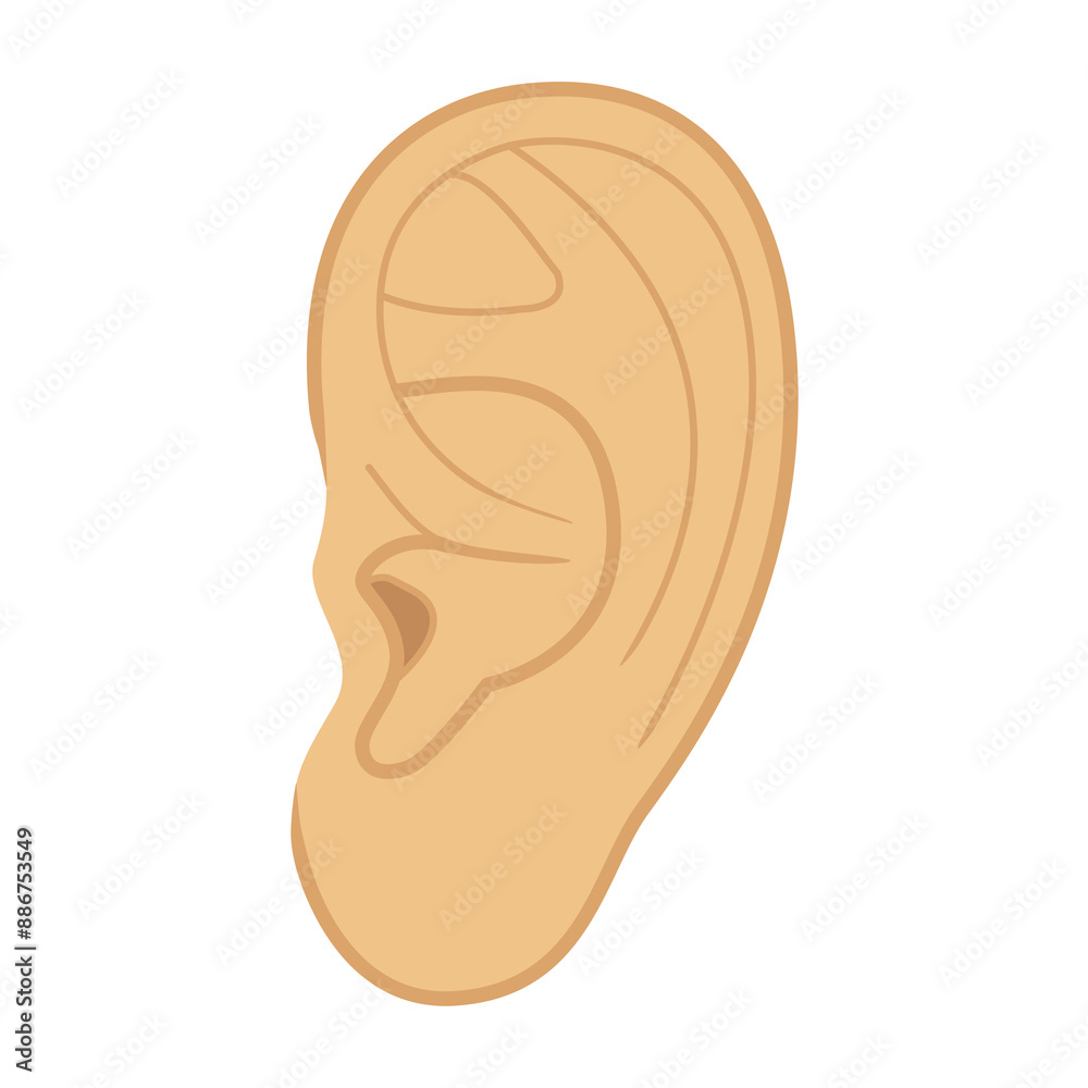 Simple image of a human ear. Illustration.