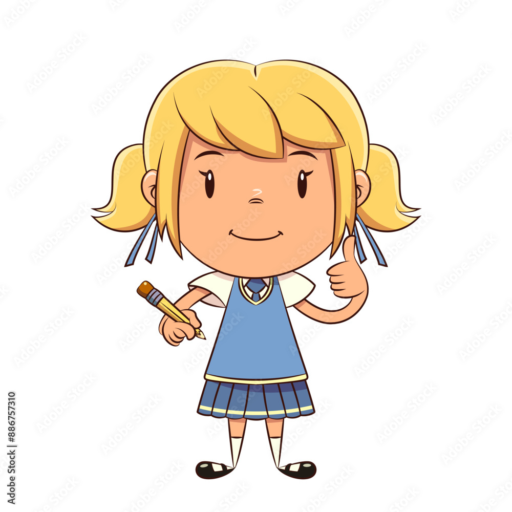 Girl writing gesture, pencil, child, thumbs up, schoolgirl Girl writing gesture, pencil, child, thumbs up, schoolgirl