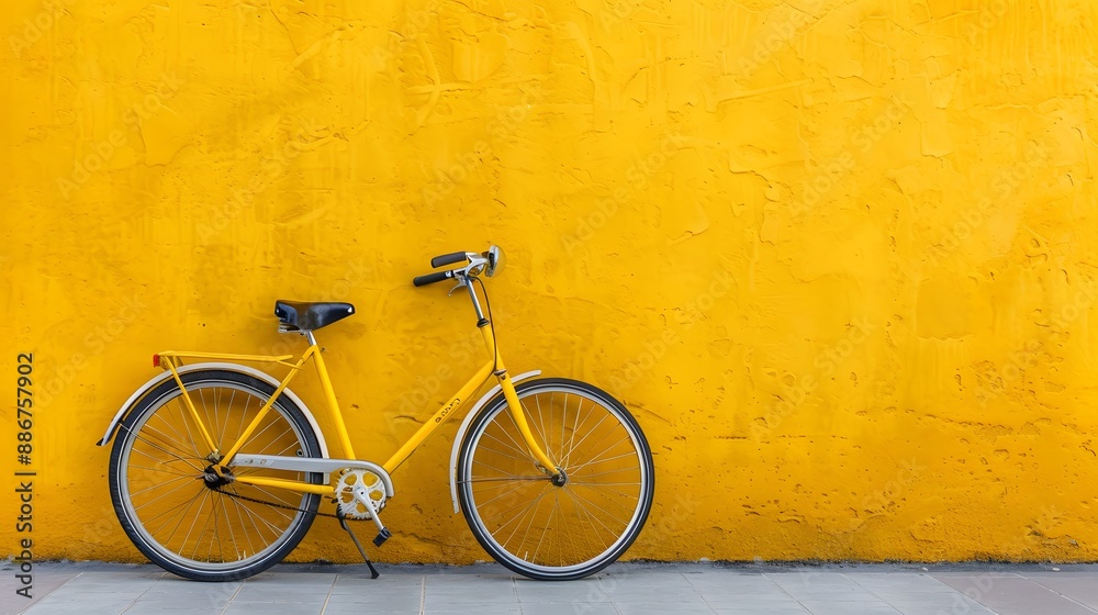 Retro bicycle near yellow wall outdoors. Retro bicycle near yellow wall outdoors.