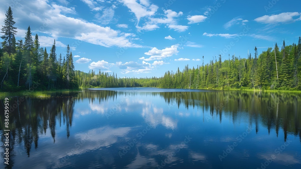 Forest lakes in the north surrounded by dense Forest lakes in the north surrounded by dense