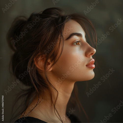 side profile shot, photo of a woman