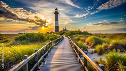 Path leading to the Fire Island Lighthouse on Long Island NY, scenic, pathway, path, NY, Long Island photo