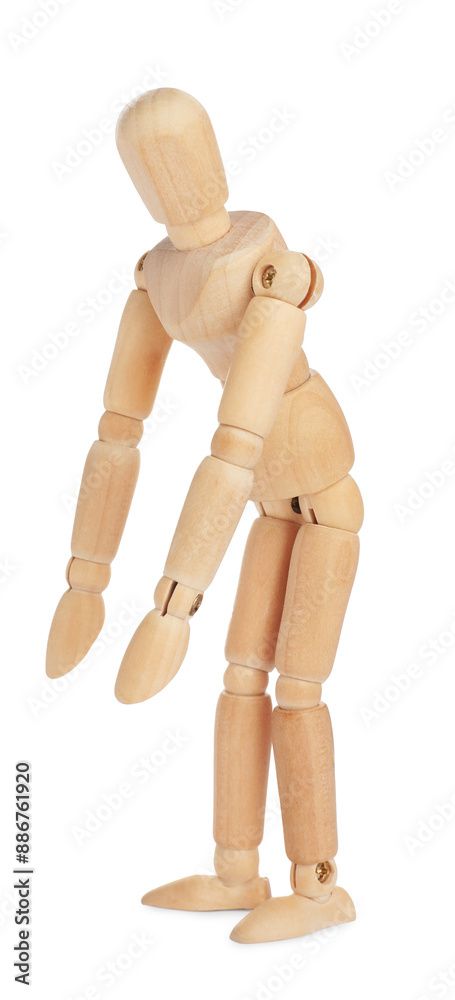 Wooden human model on white background. Mini mannequin Wooden human model on white background. Mini mannequin
