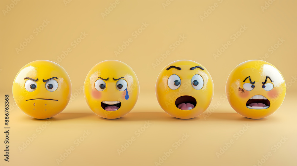 set of realistic 3d emojis in various points of view set of realistic 3d emojis in various points of view