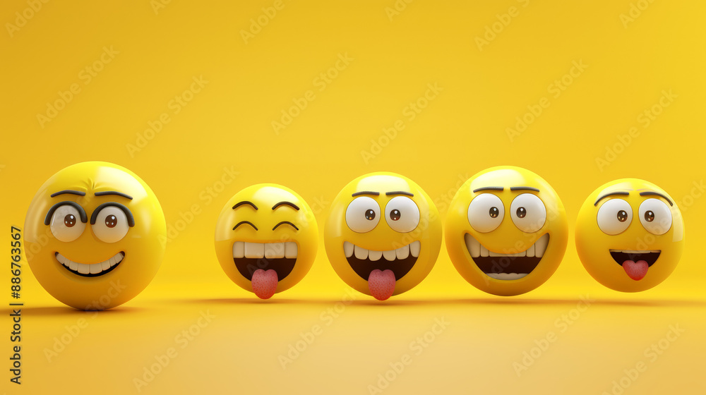 set of realistic 3d emojis in various points of view set of realistic 3d emojis in various points of view