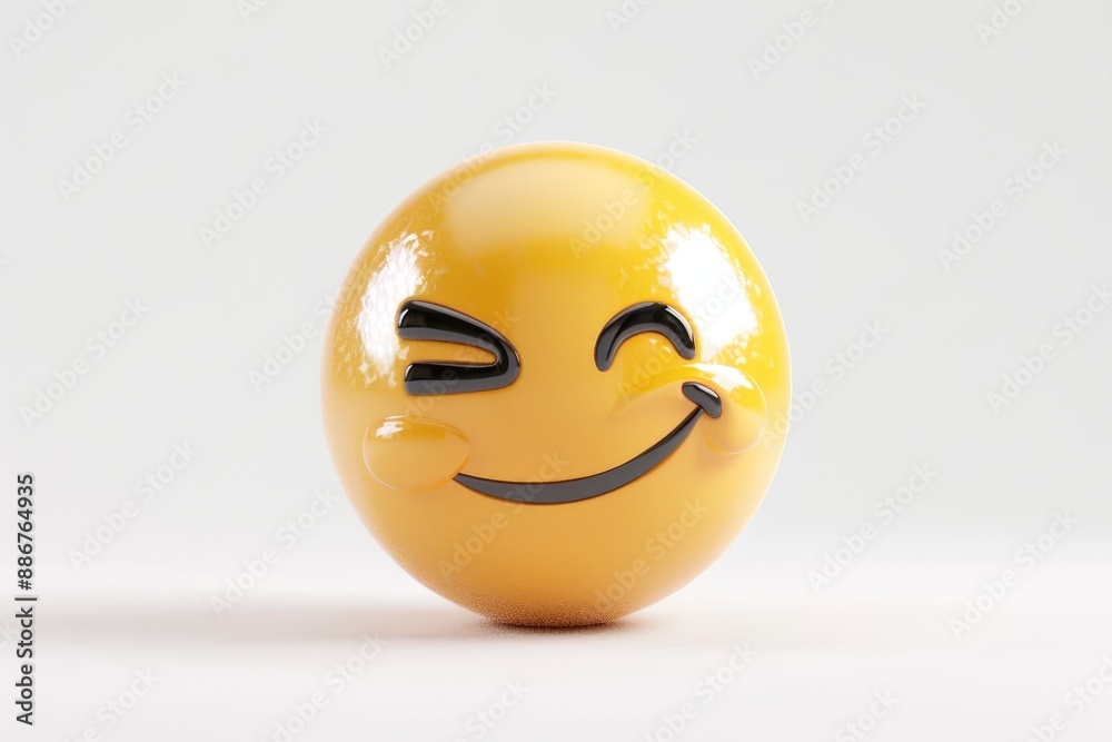 Fototapeta premium 3D Winking Face Emoji Icon on White Background 