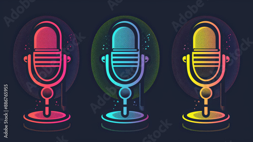 microphone radio podcast logo design