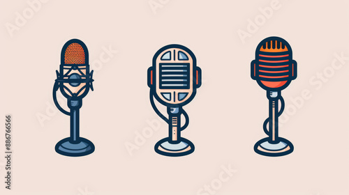 microphone radio podcast logo design