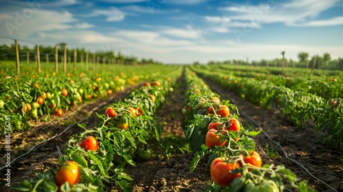 A tomato plantation on a sunny day