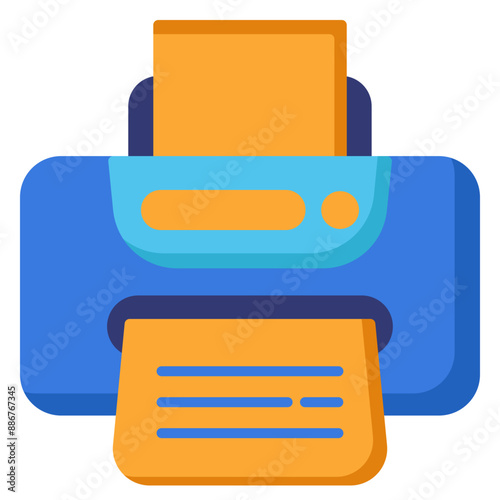Printer  Flat Style Flat Icon. Vector Illustration